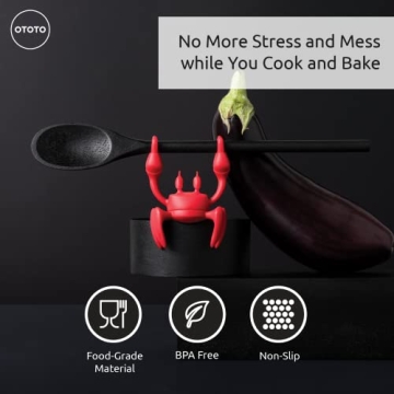 OTOTO Red Crab Silicone Utensil Rest for Kitchen