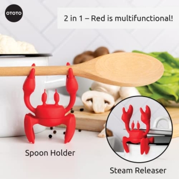 OTOTO Red Crab Silicone Utensil Rest for Kitchen