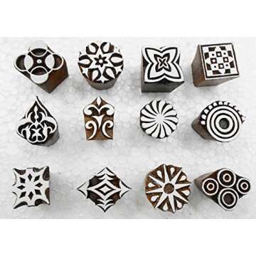 Wholesale Pack of 12 Unique Wooden Block Stamps for Crafting & DIY Projects