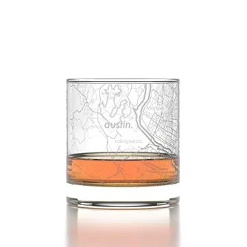 Engraved Austin Texas Map Whiskey Glass - Uniquely Gifted