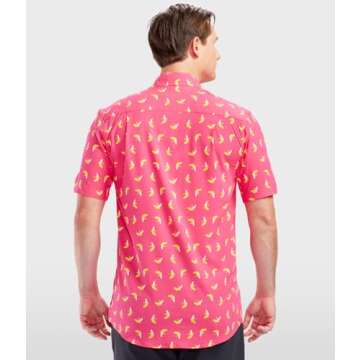 Tipsy Elves Men's Vacation Pink Banana Hawaiian Shirt Size Large