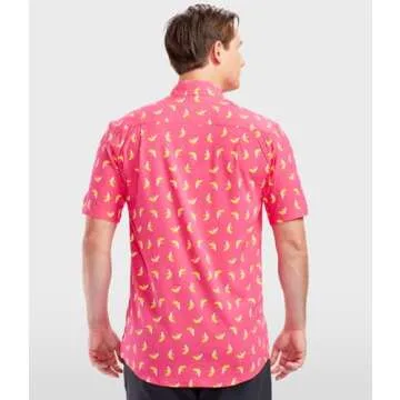 Tipsy Elves Men's Vacation Pink Banana Hawaiian Shirt Size Large