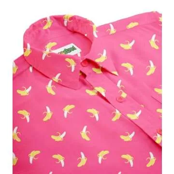 Tipsy Elves Men's Vacation Pink Banana Hawaiian Shirt Size Large