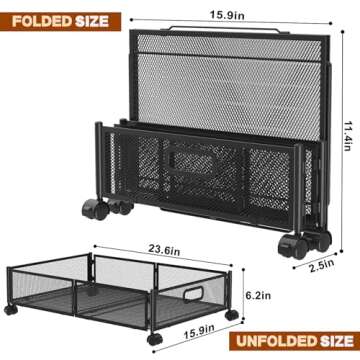Under Bed Storage Containers,4 Pack Foldable Underbed Storage Containers with Handles and Wheels,Fol...