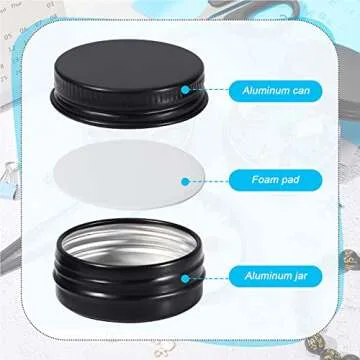 Patelai 64 Pieces Lip Balm Tin Containers Screw Top Round Tin Cans Aluminum Jar with Screw Lid, Empty Bottle Travel Cosmetic Sample Container for DIY(0.5 oz,Matte Black,)