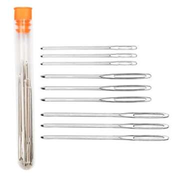 Hekisn Large-Eye Blunt Needles, Stainless Steel Yarn Knitting Needles, Sewing Needles, Crafting Knitting Weaving Stringing Needles,Perfect for Finishing Off Crochet Projects (9 Pieces)