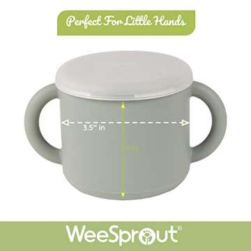 WeeSprout Snack Containers, Food Grade Silicone Cups, Spill-Proof Tops For Toddlers and Babies, Premium Hard Plastic Travel Lids, Dishwasher Safe, Set of 2 Snack Catchers