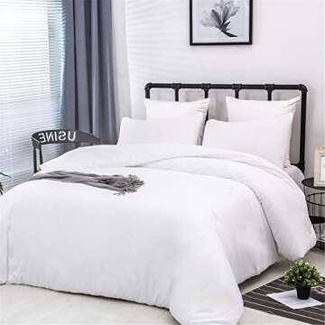 Luxlovery White Comforter Set Queen White Bedding Comforter Set Plain White Queen Size Bed Sets Solid White Bedding Quilts Hotel Collection Women Men Soft Breathable Queen Size Comforter