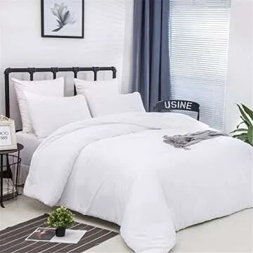 Luxlovery White Comforter Set Queen White Bedding Comforter Set Plain White Queen Size Bed Sets Solid White Bedding Quilts Hotel Collection Women Men Soft Breathable Queen Size Comforter