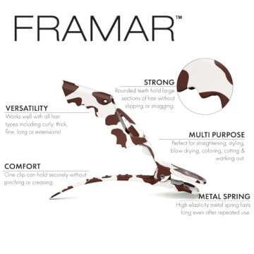 FRAMAR Cow Print Alligator Clips For Hair Styling - Cow Hair Clip For Women, Alligator Hair Clips For Women, Western Hair Clips, Cow Print Stuff, Cute Hair Clips For Styling, Hair Sectioning Clips – 4
