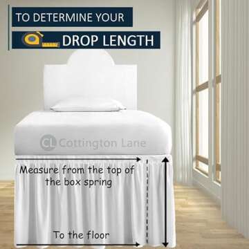 White Drom Bed Skirt-Dorm Bed Skirt-Twin XL Bed Skirt-Dorm Room Bed Skirt-College Dorm Bed Skirt-Long Bed Skirt Dorm-Extra Long Dorm Room Bed Skirt-Dust Ruffled Bed Skirts 36 Inch Tailored Drop