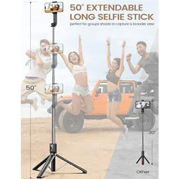 ANXRE Selfie Stick Tripod with Remote - 50 Inch Portable