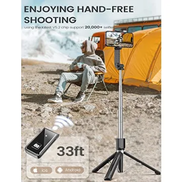 ANXRE Selfie Stick Tripod with Remote - 50 Inch Portable