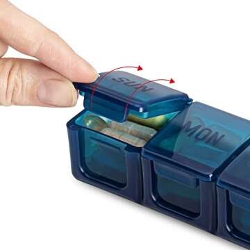 Hydra Cup [4 Pack] Weekly Pill Organizer & Vitamin Planner, Extra Large Mobile Medicine Box Value Pa...