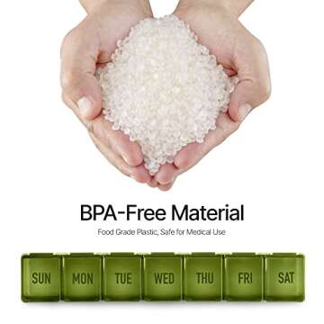 Hydra Cup [4 Pack] Weekly Pill Organizer & Vitamin Planner, Extra Large Mobile Medicine Box Value Pack, Unique Colors for Daily or Monthly Use, 7 Compartments.