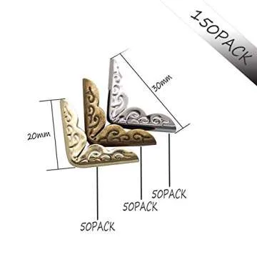 150PCS Book Corner Protector Metal Corner Cover for Scrapbook Album Menu Folder Include 50PCS Gold, ...