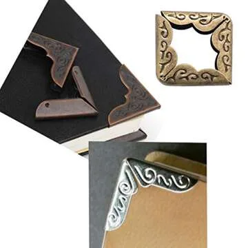 150PCS Elegant Book Corner Protectors in Gold Silver Bronze