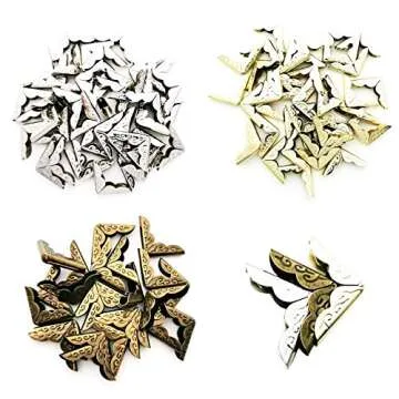 150PCS Elegant Book Corner Protectors in Gold Silver Bronze