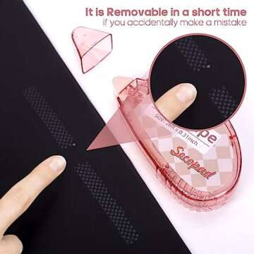 Secopad Scrapbook Tape, Double Sided Tape Roller for Crafts, Adhesive Glue Runner Scrapbooking Supplies Journaling School Office Supplies for Kids and Adults, 0.3IN x 26FT