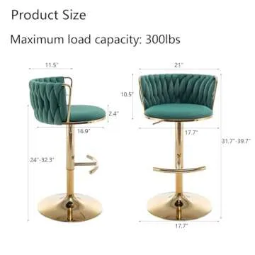 Stylish Riknuxi Velvet Bar Stools Set for Kitchen & Bar
