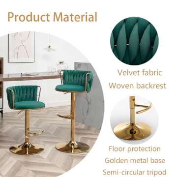 Stylish Riknuxi Velvet Bar Stools Set for Kitchen & Bar