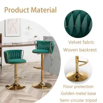 Stylish Riknuxi Velvet Bar Stools Set for Kitchen & Bar