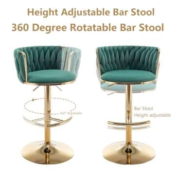 Stylish Riknuxi Velvet Bar Stools Set for Kitchen & Bar