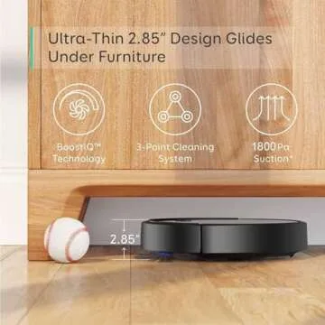 Sweeping Robot, Cleans Hard Floors to Medium Pipe Carpets, Super Strong Sution, Ultra Slim Quiet, Robot Vacuum Cleaner, Integral Memory Multiple Cleaning Modes Vacuum Best for Pet Hairs Black Pro