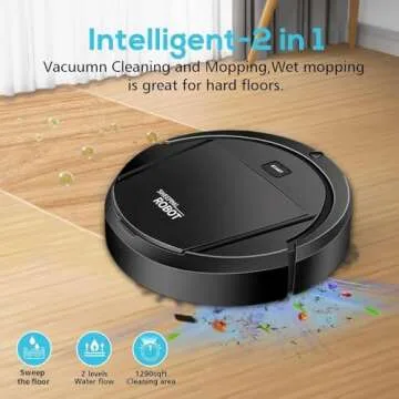 Sweeping Robot, Cleans Hard Floors to Medium Pipe Carpets, Super Strong Sution, Ultra Slim Quiet, Robot Vacuum Cleaner, Integral Memory Multiple Cleaning Modes Vacuum Best for Pet Hairs Black Pro