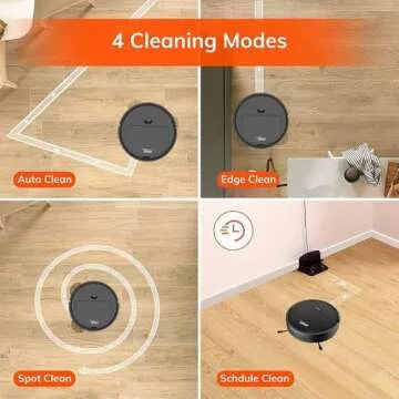Sweeping Robot, Cleans Hard Floors to Medium Pipe Carpets, Super Strong Sution, Ultra Slim Quiet, Robot Vacuum Cleaner, Integral Memory Multiple Cleaning Modes Vacuum Best for Pet Hairs Black Pro