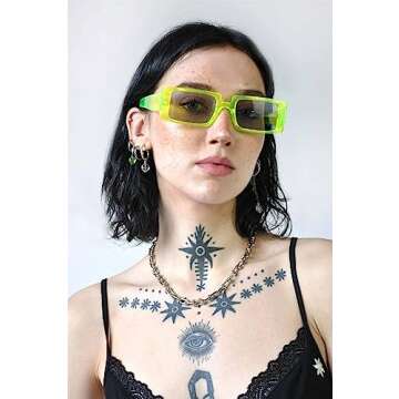 GIFIORE Trendy Rectangle Sunglasses Retro Cool 90s Vintage Fashion Narrow Square Frame UV400 Protect...