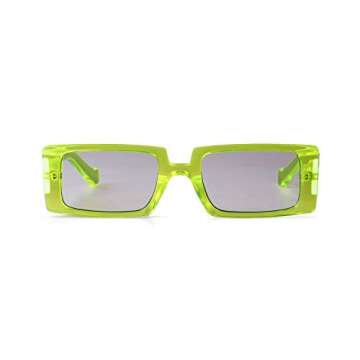 Trendy Rectangle Sunglasses with UV400 Protection in Neon Green