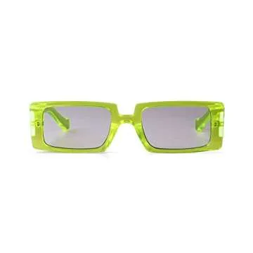 Trendy Rectangle Sunglasses with UV400 Protection in Neon Green