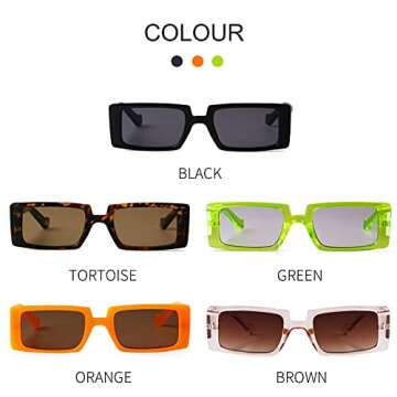 Trendy Rectangle Sunglasses with UV400 Protection in Neon Green