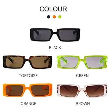 Trendy Rectangle Sunglasses with UV400 Protection in Neon Green