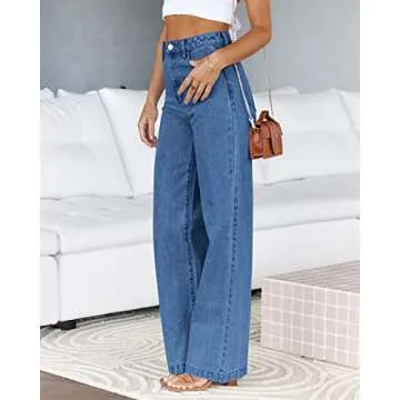 PLNOTME Women's High Waisted Jeans Boyfriend Baggy Straight Leg Casual Denim Pants