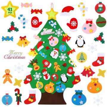 3.6 FT DIY Felt Christmas Tree with 41 Ornaments for Kids