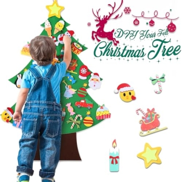 3.6 FT DIY Felt Christmas Tree with 41 Ornaments for Kids