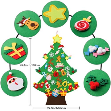 3.6 FT DIY Felt Christmas Tree with 41 Ornaments for Kids