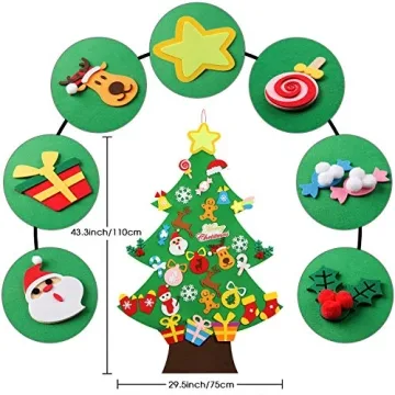 3.6 FT DIY Felt Christmas Tree with 41 Ornaments for Kids