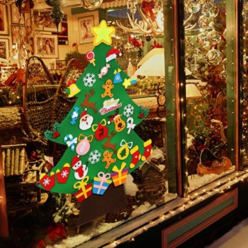 3.6 FT DIY Felt Christmas Tree with 41 Ornaments for Kids