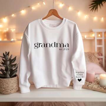 Personalized Grandma Sweatshirt with Kids Names, Mama Hoodie, Custom Mom Gifts, Grandma Gift, Grandkids Name, Christmas Gift For Nana, Gigi, Granny