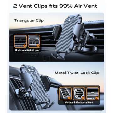 VICSEED [2025 Upgrade Ultra Stable Car Phone Holder Mount [Never Fall Off & Won't Break] Universal Air Vent Phone Mount for Car Easy Clamp Phone Holders for Your Car for iPhone 16 Pro Max 15 14 13 12