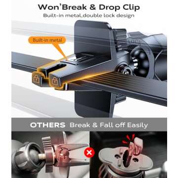 VICSEED [2025 Upgrade Ultra Stable Car Phone Holder Mount [Never Fall Off & Won't Break] Universal Air Vent Phone Mount for Car Easy Clamp Phone Holders for Your Car for iPhone 16 Pro Max 15 14 13 12