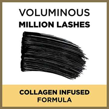 L’Oreal Paris Makeup Voluminous Million Lashes Mascara, Volumizing, Defining, Smudge-Proof, Clump-Free Lengthening, Collagen Infused Eye Makeup, Amplifying Mascara Brush, Blackest Black, O.3 Fl Oz