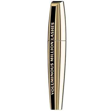 L’Oreal Paris Makeup Voluminous Million Lashes Mascara, Volumizing, Defining, Smudge-Proof, Clump-Free Lengthening, Collagen Infused Eye Makeup, Amplifying Mascara Brush, Blackest Black, O.3 Fl Oz