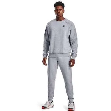 Under Armour Mens Rival Fleece Joggers , Mod Gray Light Heather (011)/Onyx White , Large