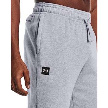 Under Armour Mens Rival Fleece Joggers , Mod Gray Light Heather (011)/Onyx White , Large