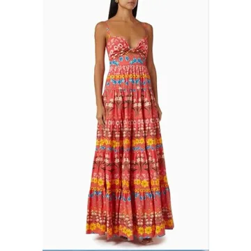 Women Y2k Boho Maxi Dress Vintage Floral Tie Shoulder Strap Sleeveless A Line Long Dress Summer Beach Flowy Dresses