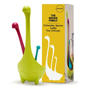 The Nessie Family by OTOTO - Pack of 3 Tea Infuser, Soup Ladle, and Colander - Cute Kitchen Accessor...